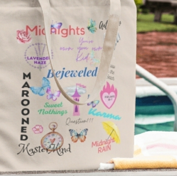 UNIQUE Tote Bag, Grocery Tote Bag castle heart butterfly timepiece ghost - Picture 6 of 6